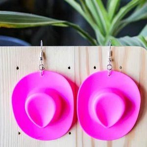 hot pink cowboy cowgirl earrings